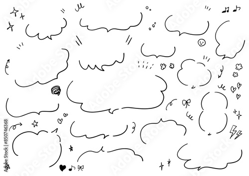 手書き吹き出しと漫符あしらい矢印セット pop広告用