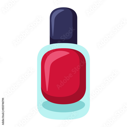 Bright nail polish. Gel polish for manicure in a bottle. Cartoon flat clipart