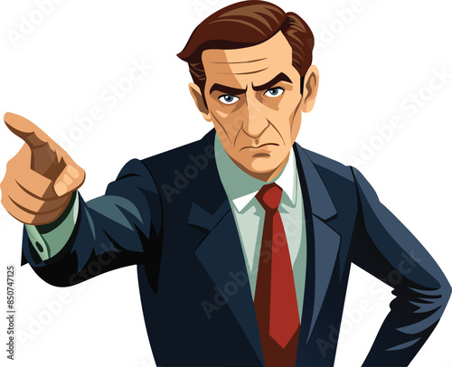 Serious businessman pointing his finger accusingly