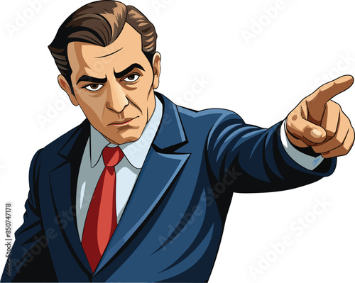 Serious businessman pointing his finger accusingly