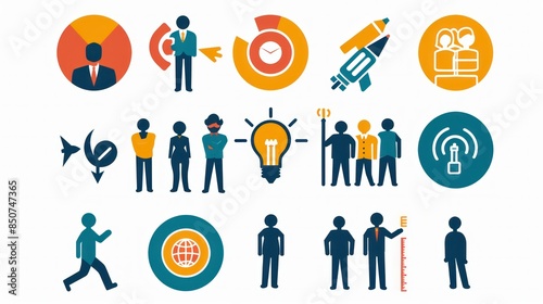 Teamwork icon set. Collection of cooperation, team target, leadership, collaboration and more. Vector illustration. Easily changes to any color. wide angle lens