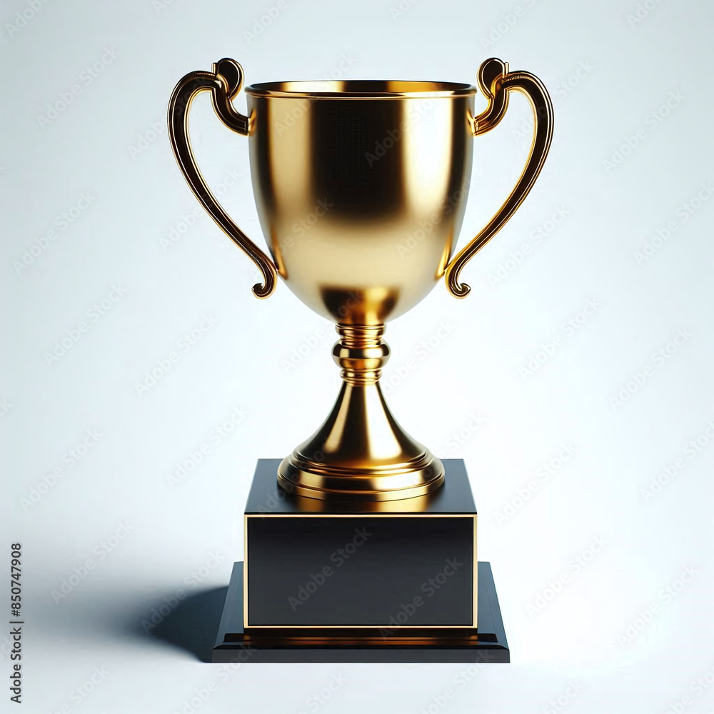 Golden Trophy Cup, Symbol of Excellence, Isolated on White Background Golden Trophy Cup, Symbol of Excellence, Isolated on White Background