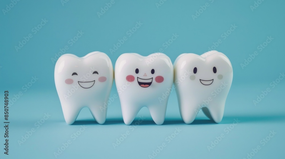 white cute smiling tooth characters with faces smile on pink background wide angle white cute smiling tooth characters with faces smile on pink background wide angle