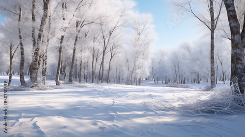 trees in the snow.