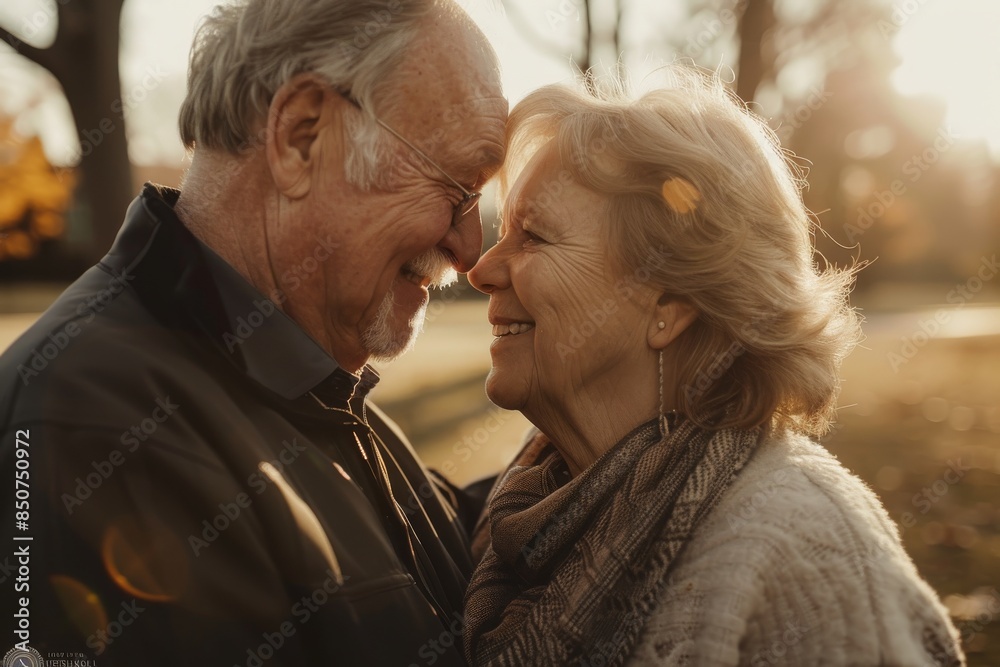 In the park, a senior couple share a loving moment. Stock. In the park, a senior couple share a loving moment. Stock.