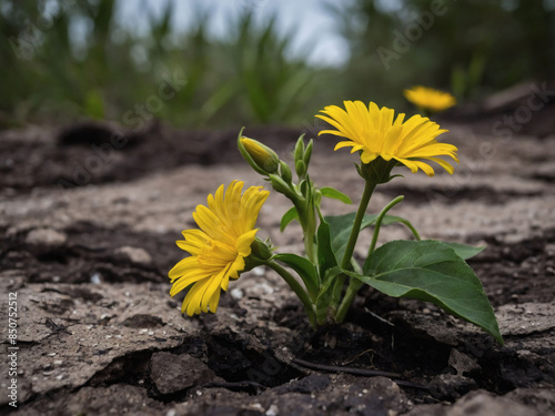 Flower shows resilience in harsh environment. photo