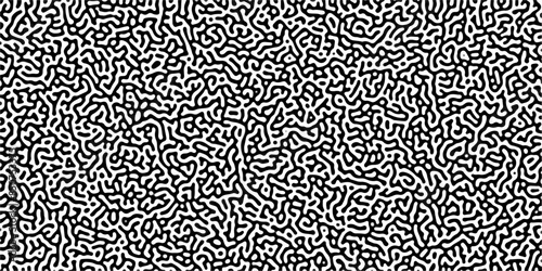 Turing reaction diffusion monochrome seamless pattern with chaotic motion .Linear design with biological shapes. Organic lines in memphis. abstract turing organic wallpaper background 