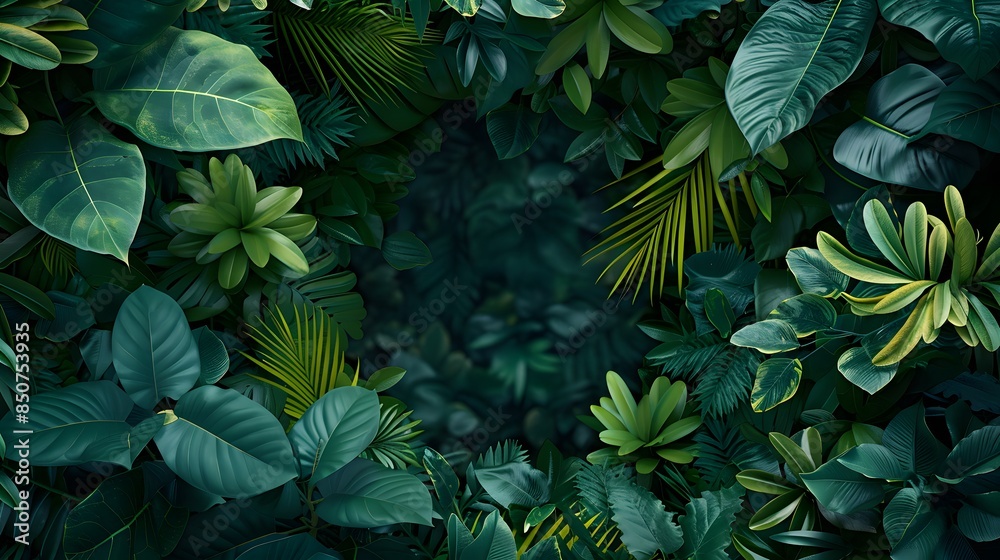 A tropical rainforest background with lush green leaves and foliage, creating an exotic atmosphere for product display. A tropical rainforest background with lush green leaves and foliage, creating an exotic atmosphere for product display.