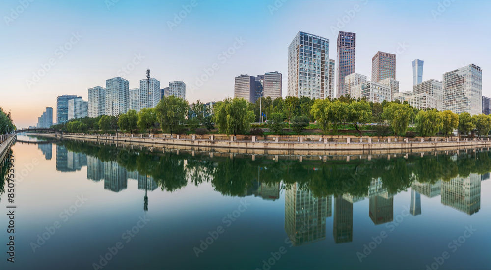 Obraz premium The modern urban architecture skyline and ancient canal scenery of Beijing, the capital of China 