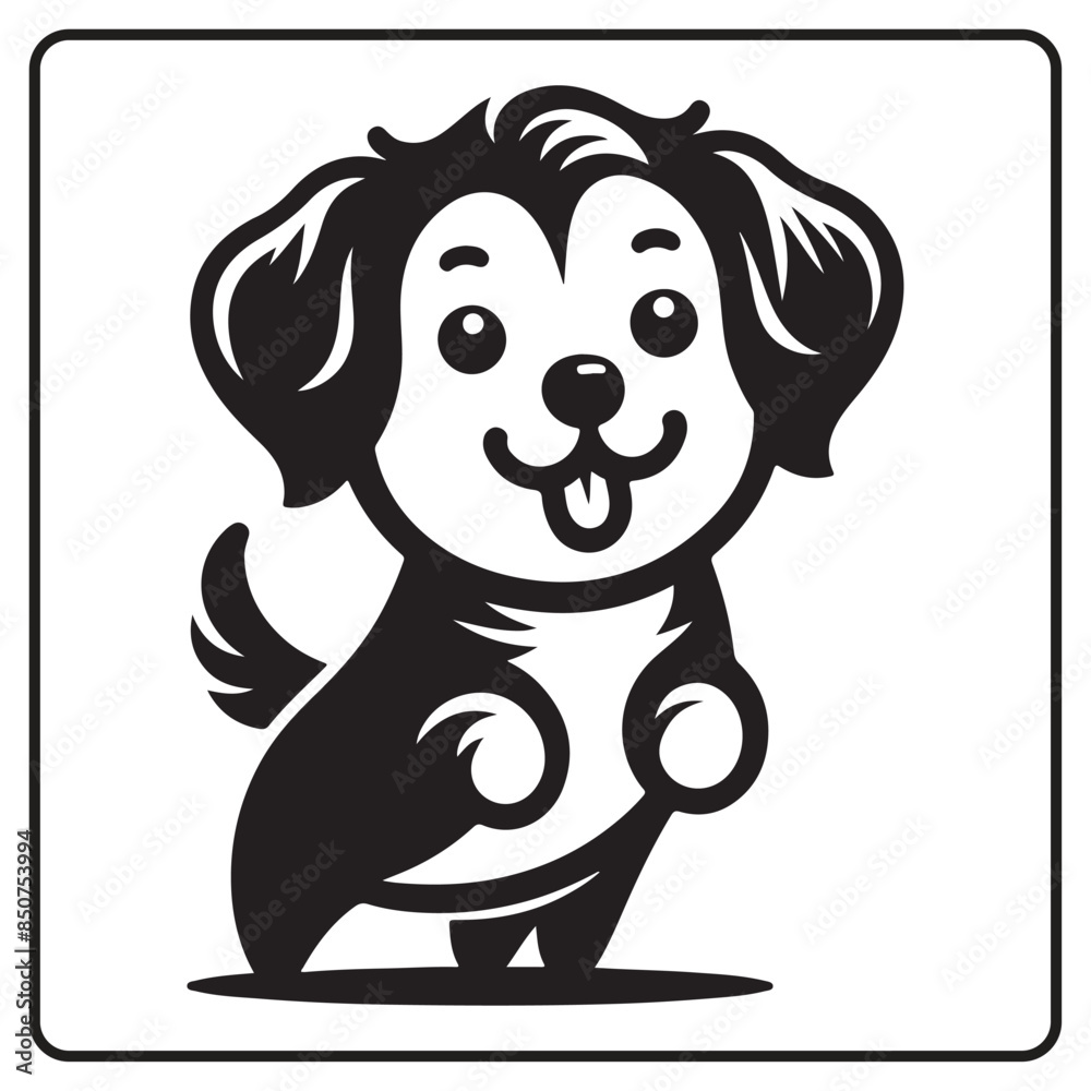 Happy Dog Silhouette Vector with White Background for coloring book and logo
Happy Dog Silhouette Vector with White Background for coloring book and logo