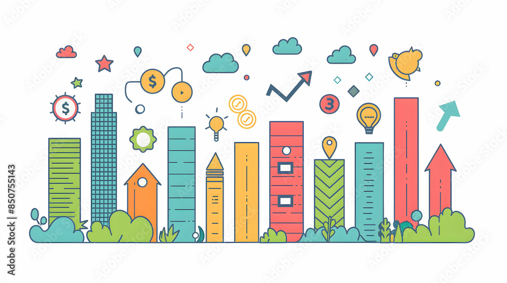 3D Flat Icon Financial Growth Illustration with Customizable Text Ideal for Presenting Financial Plans and Investment Strategies in Doodle Line Cartoon Style 3D Flat Icon Financial Growth Illustration with Customizable Text Ideal for Presenting Financial Plans and Investment Strategies in Doodle Line Cartoon Style