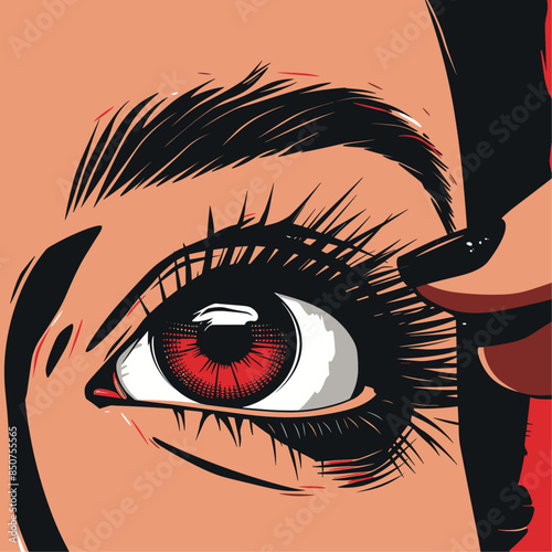 illustration shows an eye as eyeliner is being applied