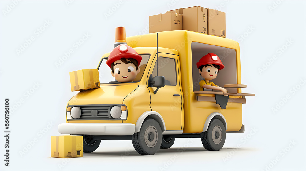 Food Delivery Concept 3D Flat Icon with Copy Space for Project Planning in Doodle Line Cartoon Style