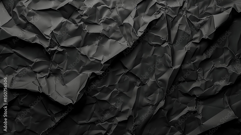 An abstract black background with dark crumpled paper elements. An abstract black background with dark crumpled paper elements.
