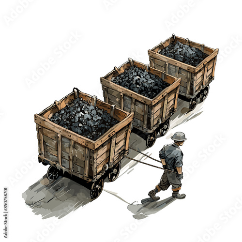 happy farmer with wooden cart full of gold coins