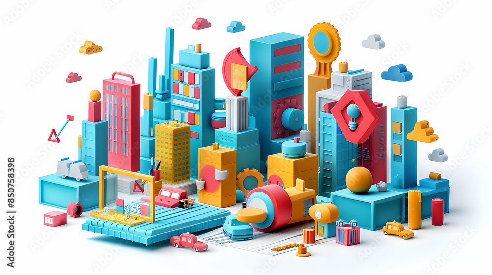 Glossy Planning Innovation Clusters 3D Flat Icon Concept for Production Planning Technology Glossy Planning Innovation Clusters 3D Flat Icon Concept for Production Planning Technology