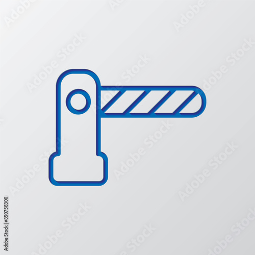 Barrier simple icon vector. Flat design. Paper cut design. Cutted blue symbol with shadow. Gray background
