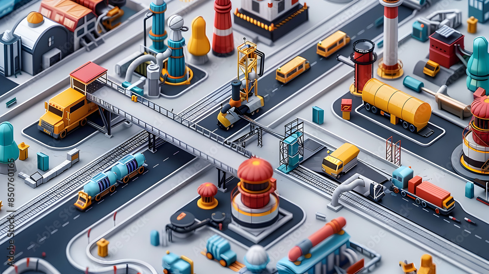 Glossy Production Supply Chains in 3D Flat Icon Digital Art Cartoon Illustration of Innovative Production Technology Concept Glossy Production Supply Chains in 3D Flat Icon Digital Art Cartoon Illustration of Innovative Production Technology Concept