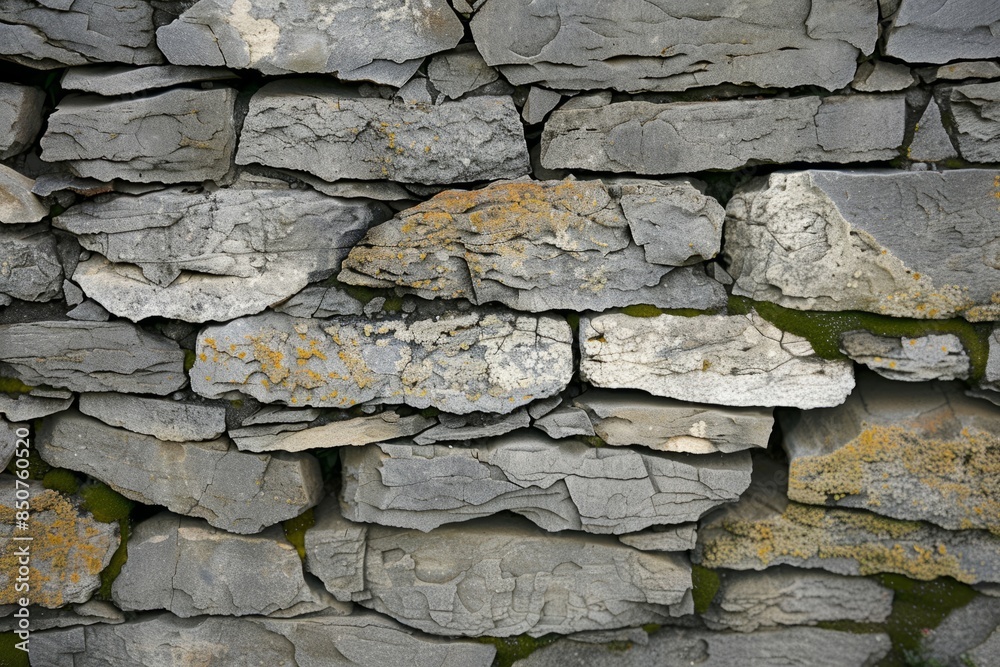 Fototapeta premium Stone Wall Texture With Moss and Lichen