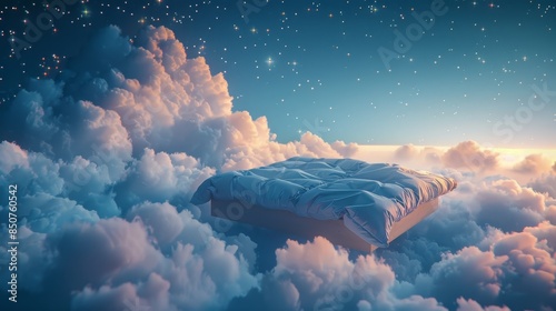 Peaceful night's rest in cloudscapes under a starry sky. photo