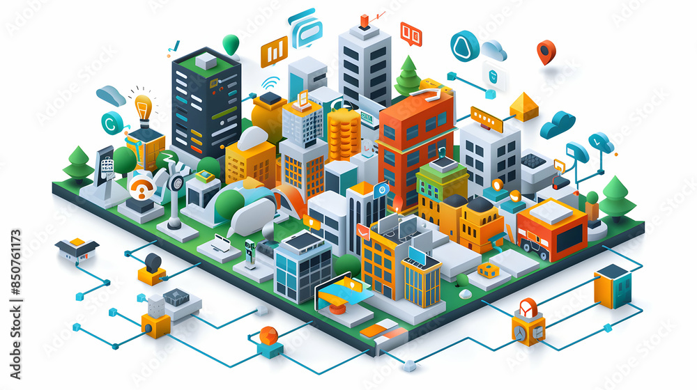 Abstract Digital Art with 3D Flat Icon as Glossy Project Innovation Networks Concept in Cartoon Style Abstract Digital Art with 3D Flat Icon as Glossy Project Innovation Networks Concept in Cartoon Style