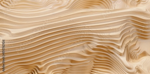 Abstract Wooden Sculpture with Wavy Lines