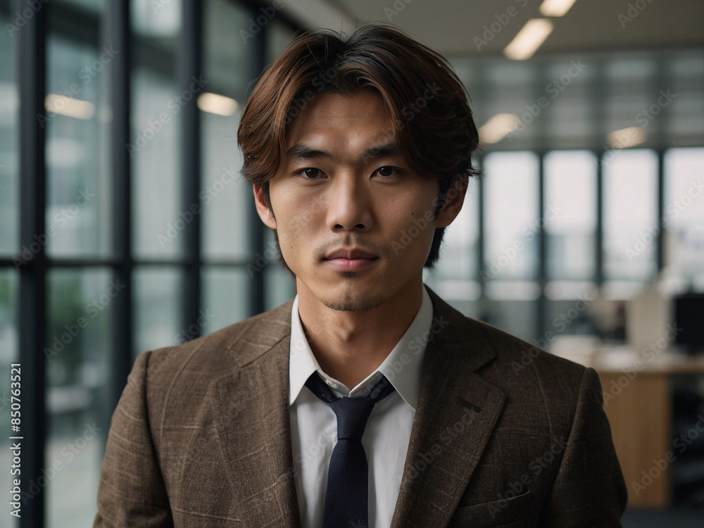 Portrait photo of a young Japanese businessman in a neat and formal suit Portrait photo of a young Japanese businessman in a neat and formal suit