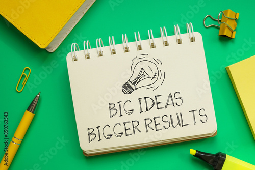Fotografía Big ideas bigger results is shown using the motivational text