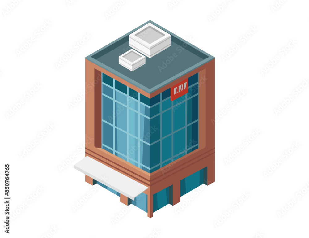 vector isometric hotel, apartment, school, or skyscraper building, isolation on white vector isometric hotel, apartment, school, or skyscraper building, isolation on white