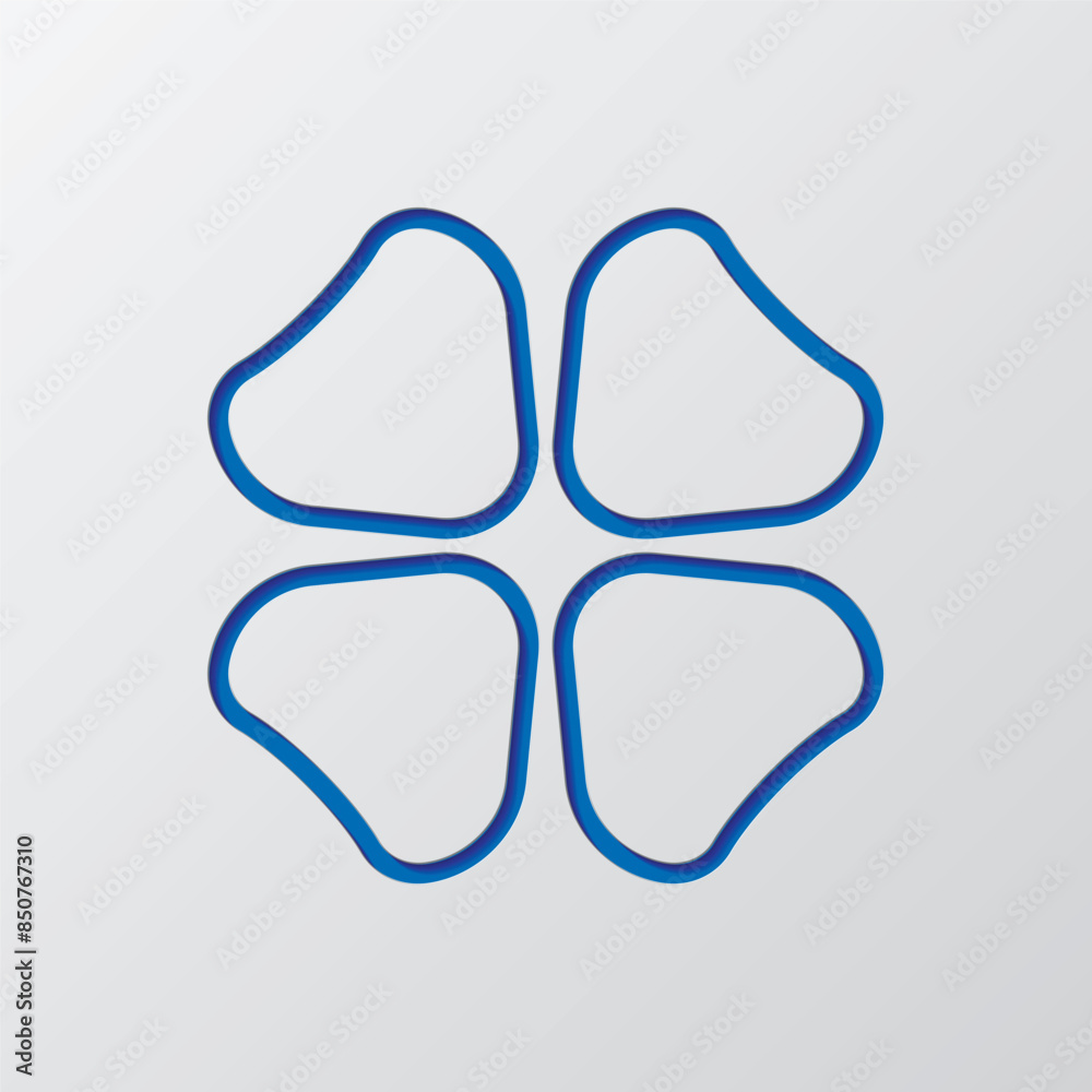 Clover simple icon. Flat design. Paper cut design. Cutted blue symbol with shadow. Gray background Clover simple icon. Flat design. Paper cut design. Cutted blue symbol with shadow. Gray background