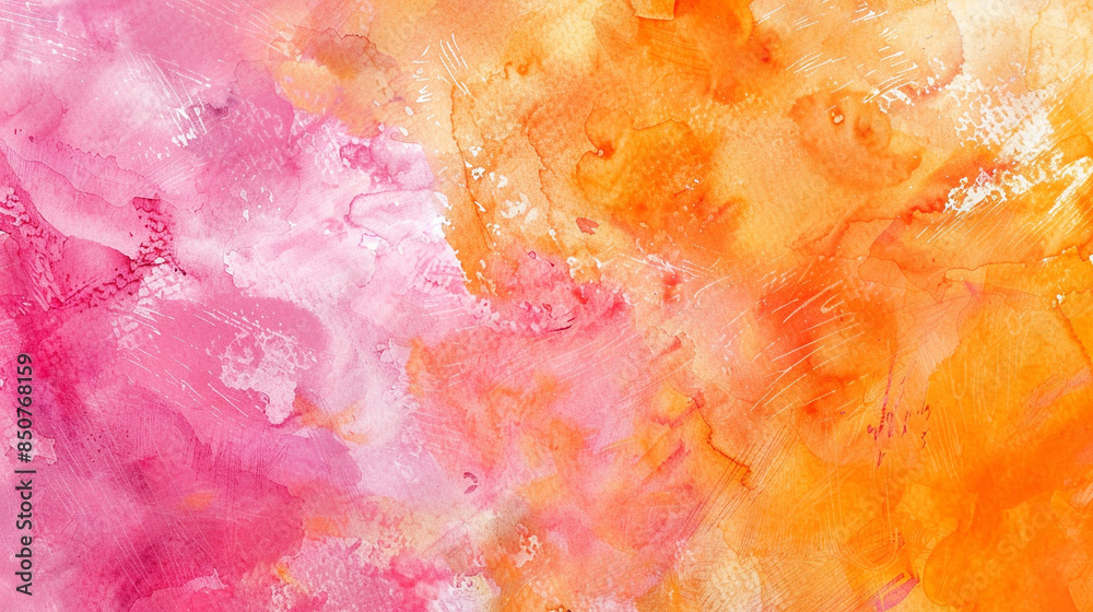 Fototapeta premium Orange and Pink watercolor texture 