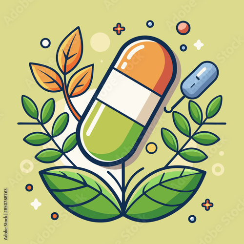 Vector illustration of herbal treatment 