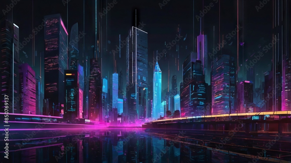 Sci-Fi Urban Design with Neon Lights Sci-Fi Urban Design with Neon Lights