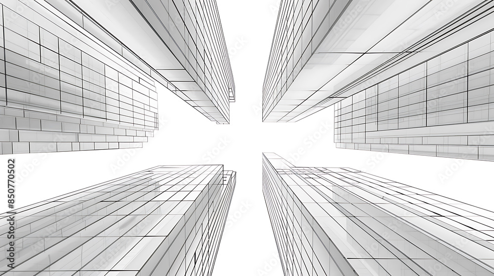 Fototapeta premium skyscraper line art, wallpaper, the beauty of the lines of buildings in the middle of the city