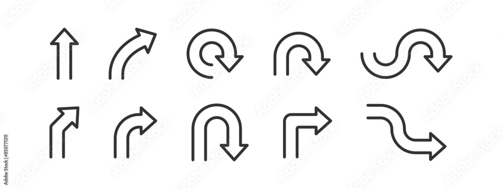 Road direction icon. One arrow way. Navigation traffic. Turn pathway roadsign.