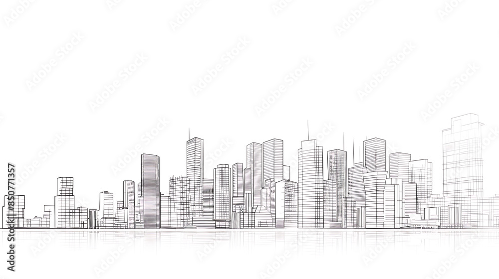 Fototapeta premium skyscraper line art, wallpaper, the beauty of the lines of buildings in the middle of the city
