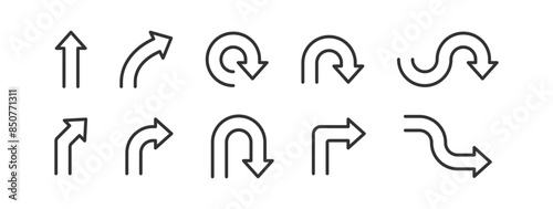 Road direction icon. One arrow way. Navigation traffic. Turn pathway roadsign.