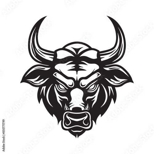 Bull head vector, bull logo, bull illustration Stock Vector 