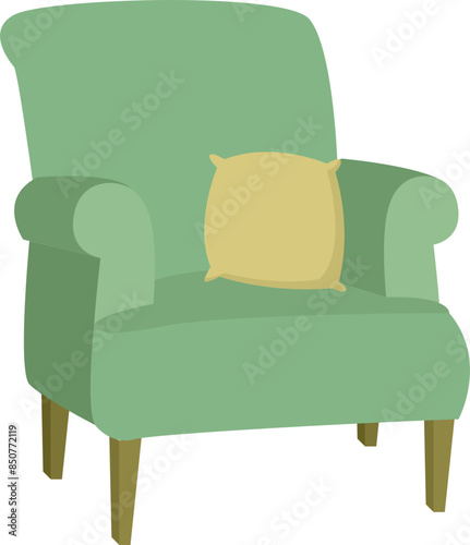 green sofa armchair flat vector illustration