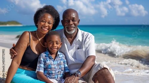 happy family relax on beach vacation