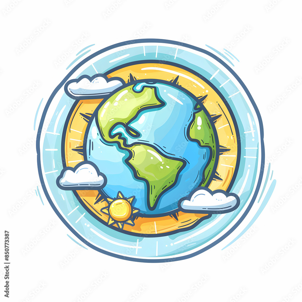 3D Flat Icon of Ozone Shield Protecting Earth from Sun Rays Doodle Line Cartoon Style Illustration Showing Importance of Ozone Layer in Blocking UV Radiation 3D Flat Icon of Ozone Shield Protecting Earth from Sun Rays Doodle Line Cartoon Style Illustration Showing Importance of Ozone Layer in Blocking UV Radiation