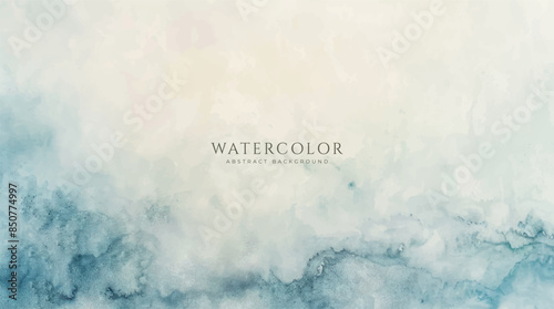 Abstract horizontal watercolor background. Neutral light colored empty space background illustration