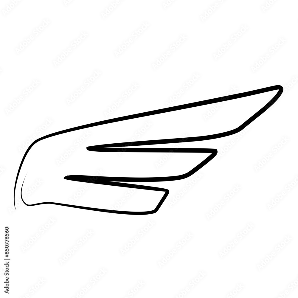 Hand drawn wing sketch. Outline vector Hand drawn wing sketch. Outline vector