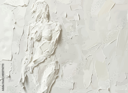 Abstract Art: White Figure on Textured Background