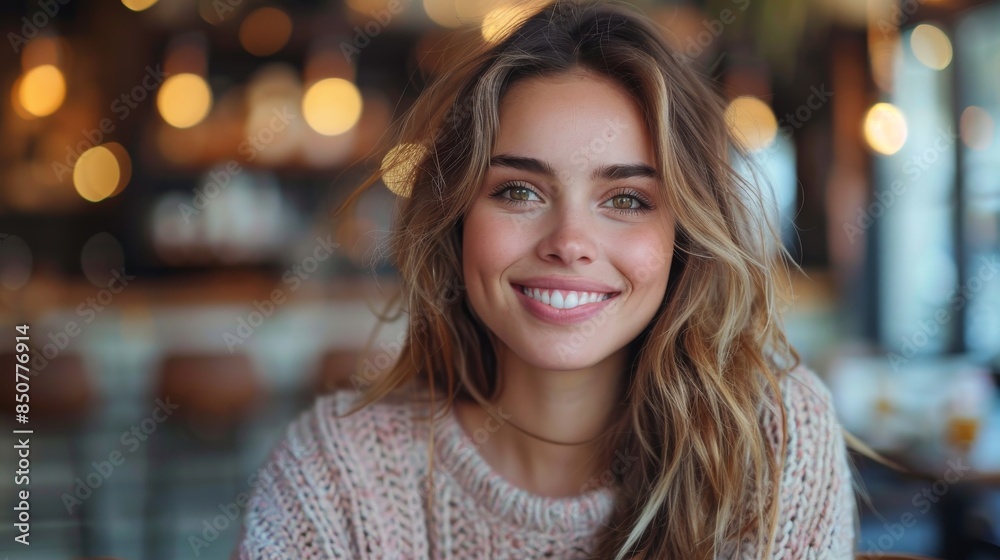 A woman with a beguiling smile and a captivating gaze offers a warm and inviting portrayal A woman with a beguiling smile and a captivating gaze offers a warm and inviting portrayal