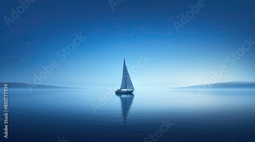 A small sailboat in the middle of calm waters