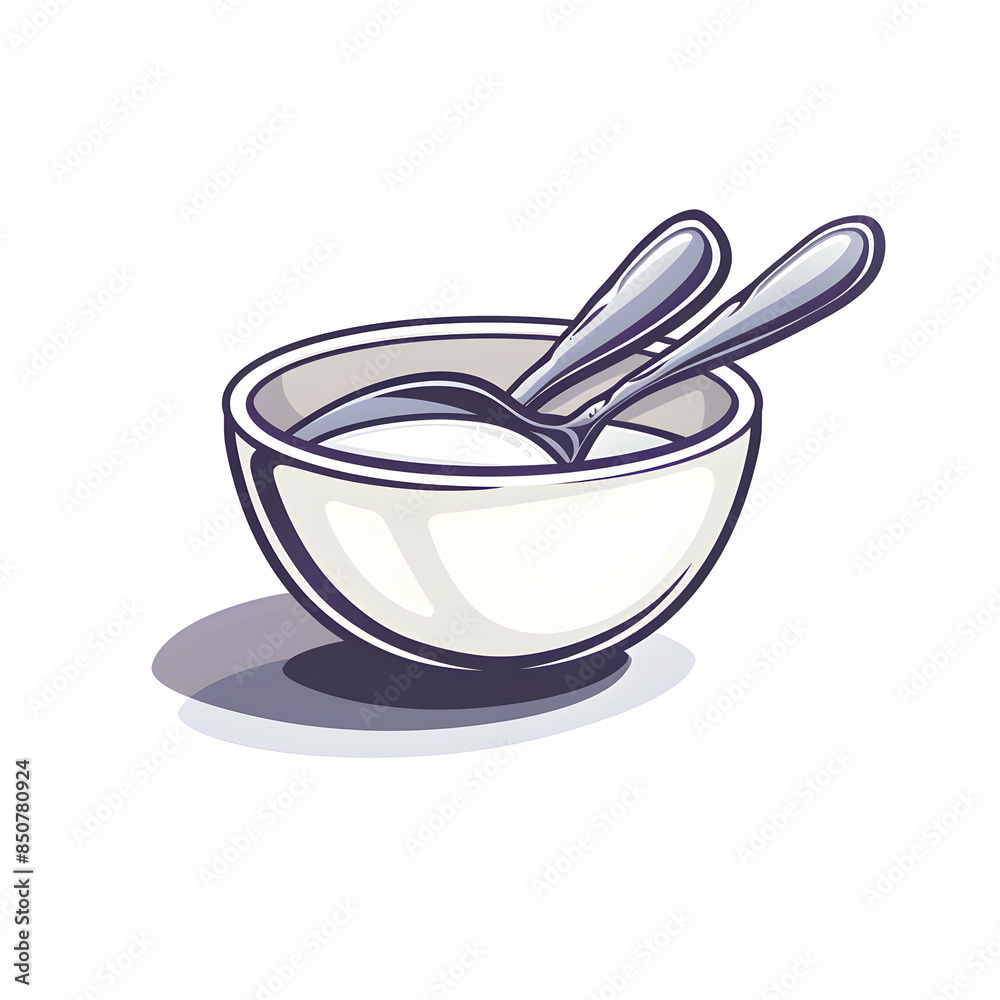 A creative 3D flat icon of spoon and bowl with customizable text space, perfect for kitchen utensils and culinary themes! Doodle line cartoon style illustration. A creative 3D flat icon of spoon and bowl with customizable text space, perfect for kitchen utensils and culinary themes! Doodle line cartoon style illustration.