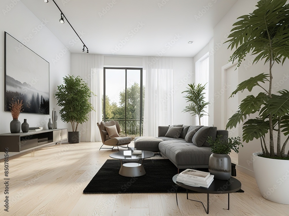 Fototapeta premium minimalist interior and decoration in living room