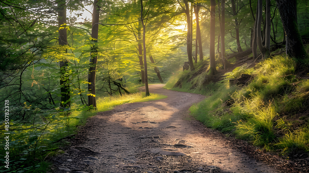 Fototapeta premium peace found in a quiet walk in nature, where wellness encompasses both physical and mental well-being