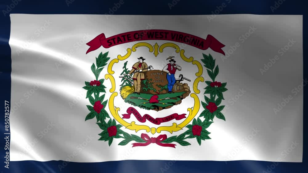 West Virginia flag in the wind. Detailed fabric texture. West Virginia flag in the wind. Detailed fabric texture.